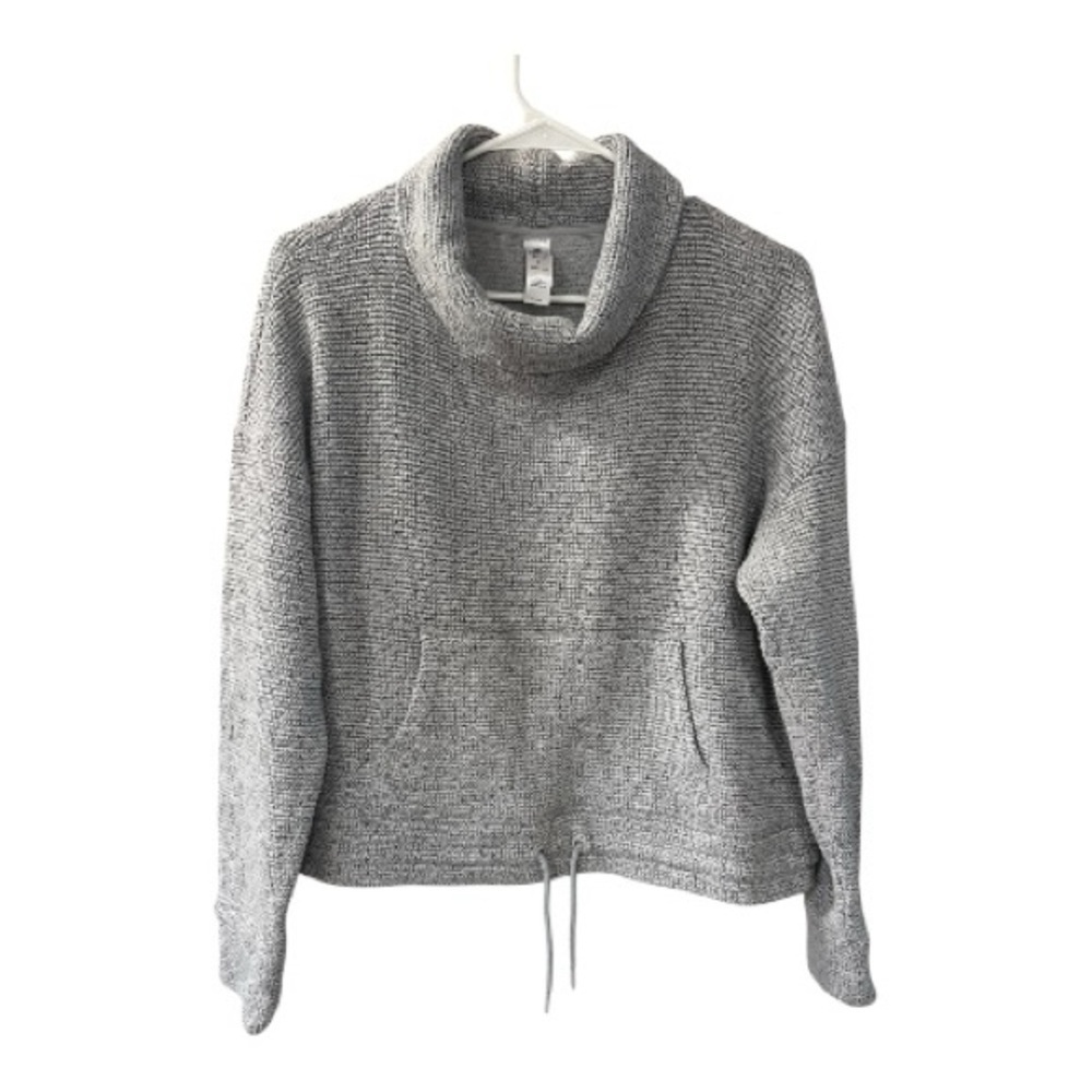 90 Degree By Reflex Heathered Gray Cowl Neck Cropped Active Sweater Size L